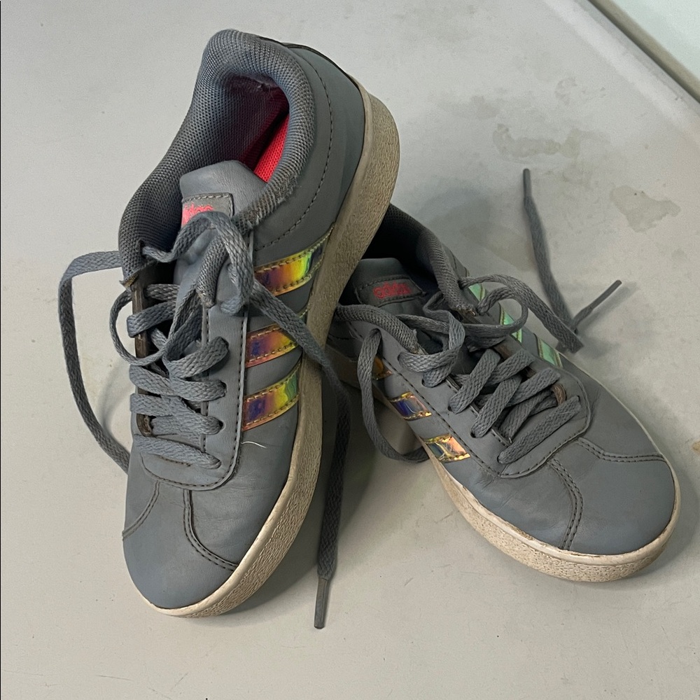 adidas Kids Sneakers in Blue with Pink and Green Stripes